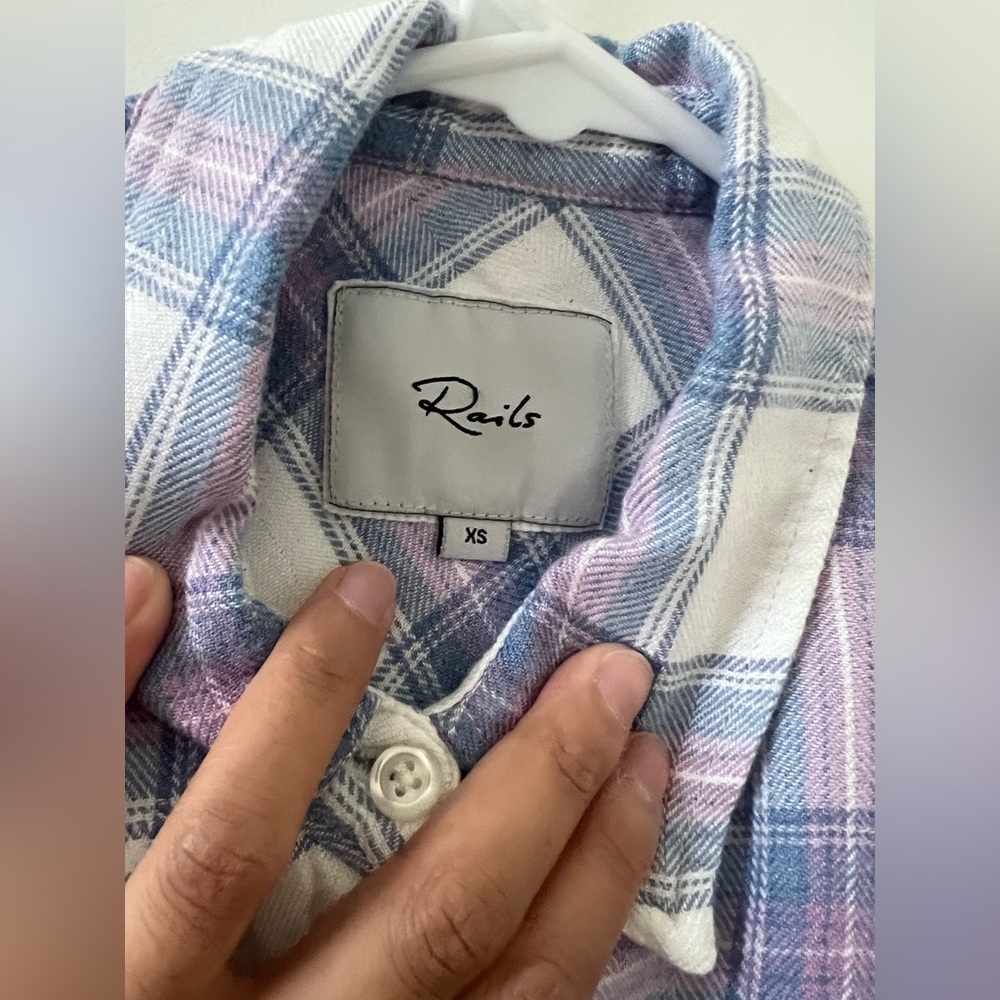 Rails Hunter Button Down Top White Lavender Blue - image 5
